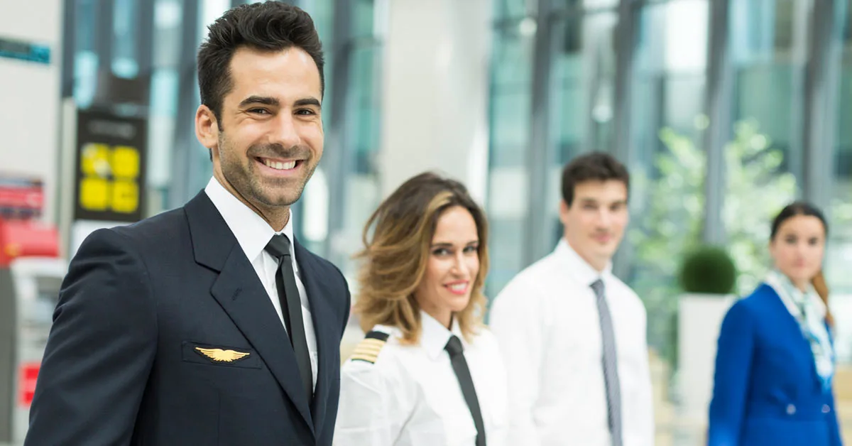 pilot cabin crew in airport featured